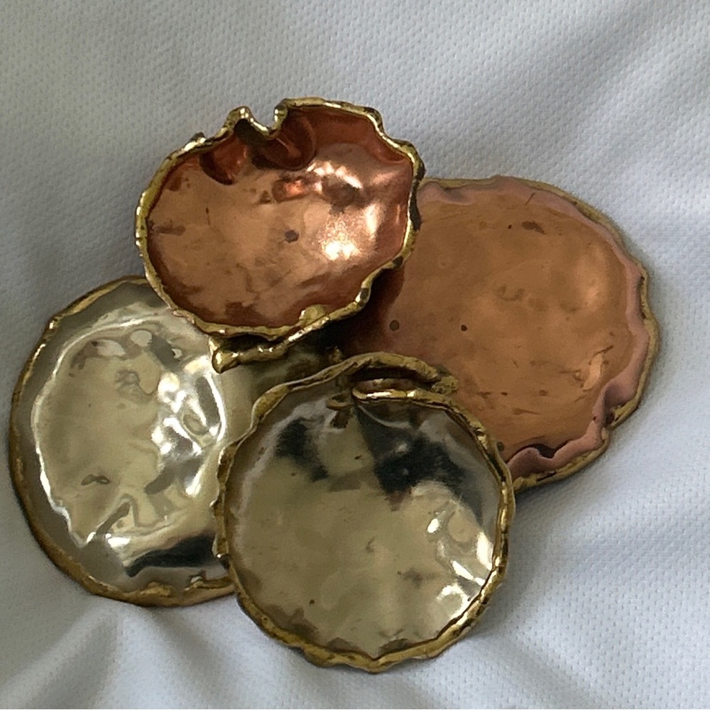 Vintage Frajo Belt Buckle Hammered Brass Copper Brutalist